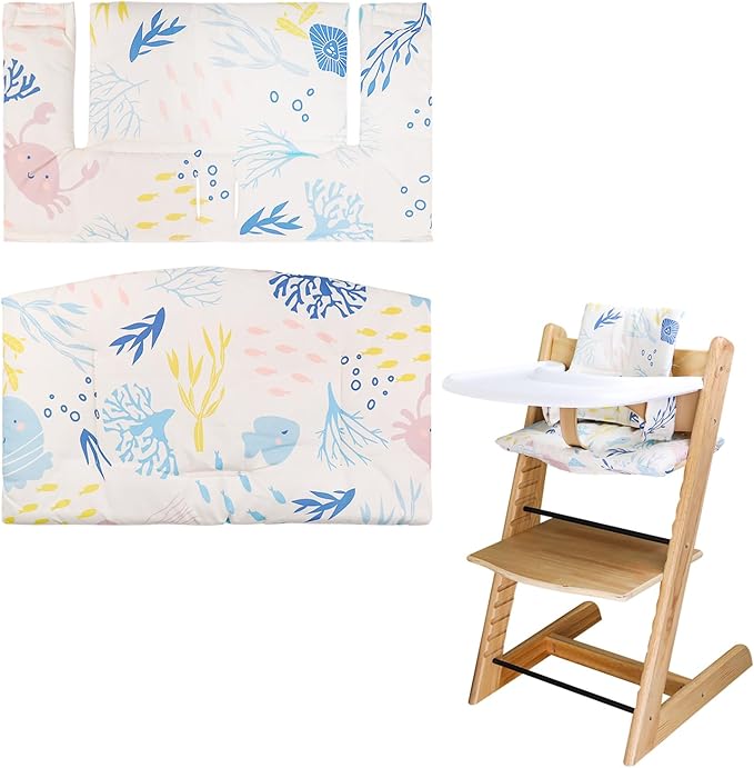 For Tripp Trapp High Chair Cushion, Soft And Comfortable For Tripp Trapp High Chair Cushion, For Tripp Trapp Cushion Set Makes It Safer And More Comfortable For Baby To Sit On (Marine animal patterns)