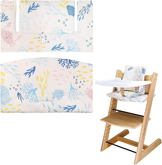 For Tripp Trapp High Chair Cushion, Soft And Comfortable For Tripp Trapp High Chair Cushion, For Tripp Trapp Cushion Set Makes It Safer And More Comfortable For Baby To Sit On (Marine animal patterns)
