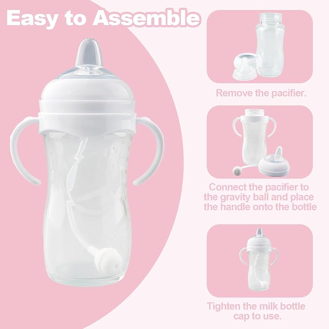 Sippy Cup Conversion Kit Compatible for Philips Avent Natural Baby Bottle, Weighted Sippy Cup Transition Kit with Handles for Kids, [Variable Flow] [Spill-Proof] [BPA-Free], 6m+
