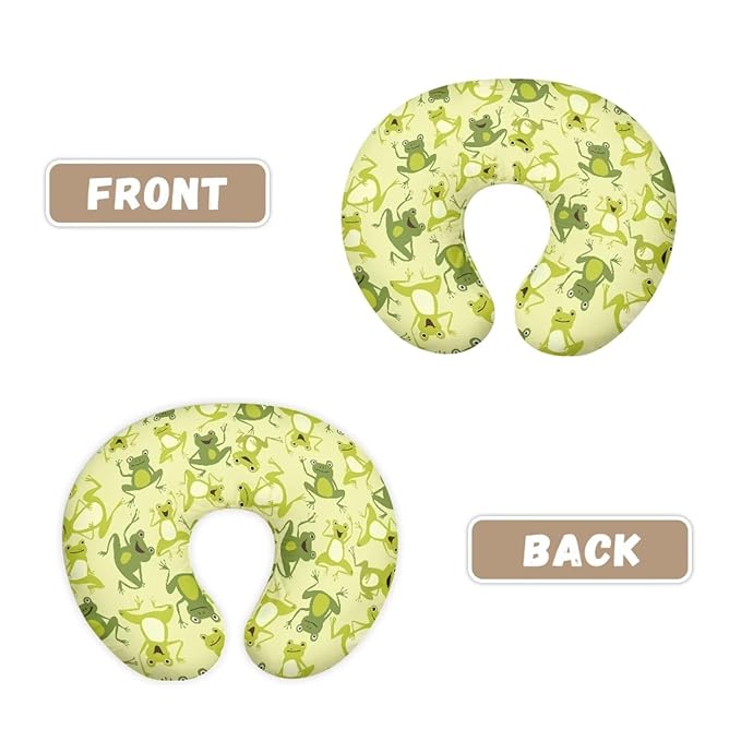 Jeiento Cute Frog Pattern Nursing Pillow Covers Green Frog Nursing Pillow Slipcovers Elastic Soft Breastfeeding Pillow Slipcover Baby Sitting Support,Pillow Cover Only