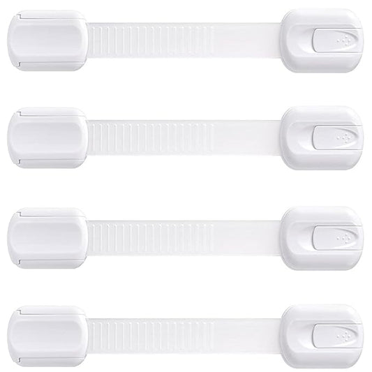Booboo Baby (4 Pack) Child Proof Refrigerator Lock Fridge Door Locks | Baby Proof Cabinet Drawers, Dishwasher, Garbage Trash Can & Cupboards with 3M Adhesive Locks| Easy Installation No Tools Needed