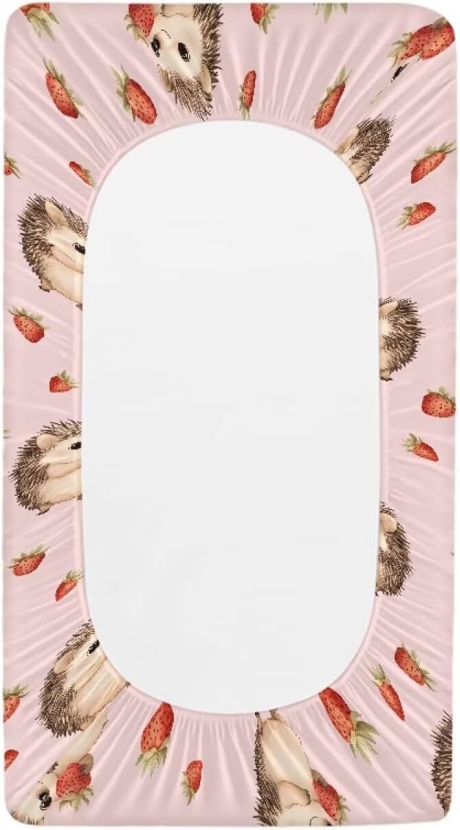 Hedgehog Hearts Changing Pad Cover Waterproof Cozy Table Sheets Stain Resistant Stretchy Breathable Nursery Pad Change Cover