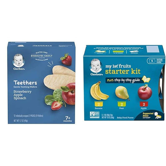 Gerber Snacks for Baby Teethers and Gerber My 1st Fruits Starter Kit (Set of 6)