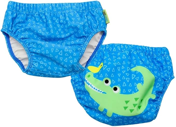 ZOOCCHINI Baby & Toddler Pack of 2 Reusable Swim Diapers – Waterproof with UPF 50+ Sun Protection, Chlorine & Salt Water Resistant, Leakproof Design - Aidan Alligator - 2T/3T