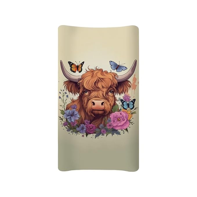 Highland Cow Changing Pad Cover Soft Stretchy Diaper Changing Pad Covers for Baby Boys Girls Changing Table Pads Sheets Fit 32"x16" Newborn Infant Changing Mat Cover