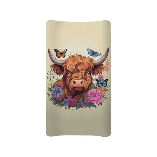 Highland Cow Changing Pad Cover Soft Stretchy Diaper Changing Pad Covers for Baby Boys Girls Changing Table Pads Sheets Fit 32"x16" Newborn Infant Changing Mat Cover