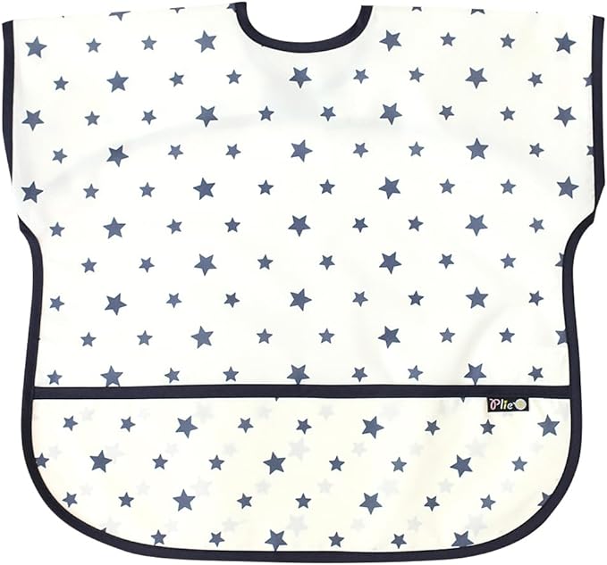 Plie Short Sleeve Waterproof Bib for Toddlers – Easy Clean Feeding Apron for Mealtime, Daycare, Self-Feeding, Lightweight