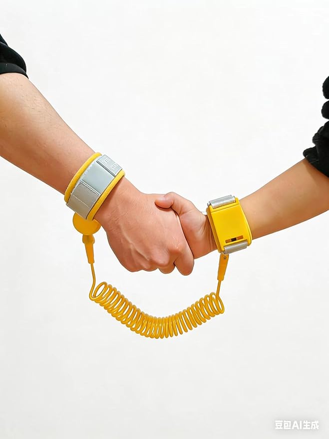 Anti Lost Wrist Link for Kids, Child Safety Leash with Both Ends Quick-Release Buckle, Rotating Clasp, Security Lock, Firm Steel Wire Coil (Yellow)