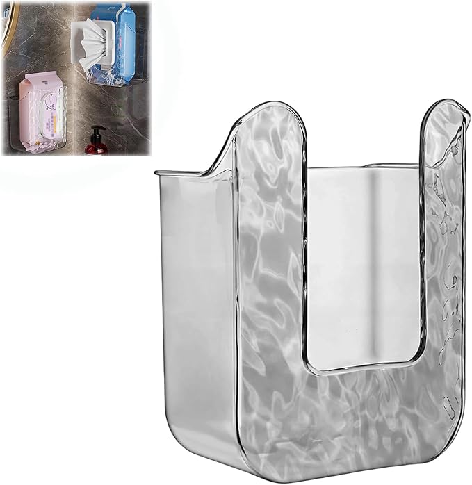 Kitchen Wipes Storage Box,Wall Mounted Flushable Wipes Holder,Clear Wipes Dispenser Wipe Tissue Storage Box Case for Kitchen Bedroom Bathroom