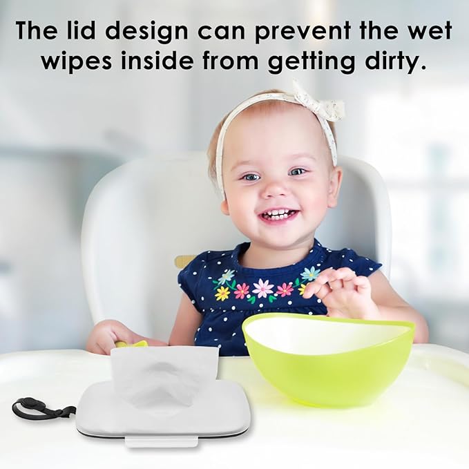 2Pcs Baby Wipes Dispenser, Portable Reusable Wipes Holder, Wipes Case with Sealing Design Lids, Travel Wet Wipe Pouch, Wipe Container Box for Baby Adult Bathroom Travel, Hanging Wipe Holder for Baby