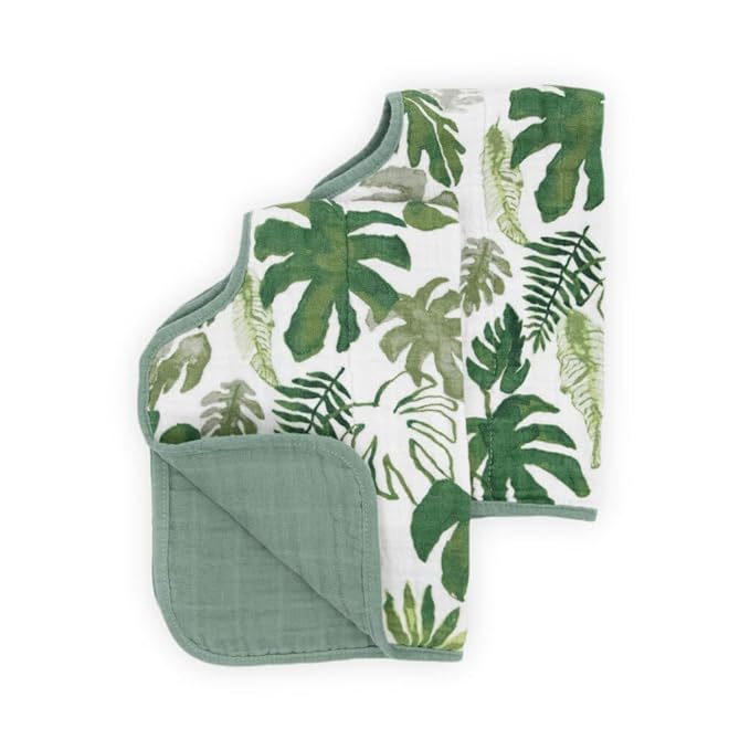 Little Unicorn Ultra-Absorbent Premium Burp Cloth 2 Pack | Soft on Baby's Skin | Larger Size | Ergonomic Design | Set of 2 (Tropical Leaf)