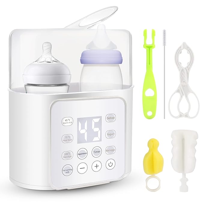 Baby Bottle Warmer, 9-in-1 Fast Baby Food Heater, Baby Breast Milk Formula Warmer for Twins, 24H Temperature Control