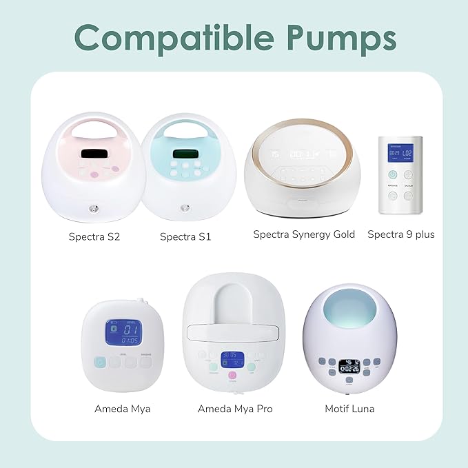 Maymom Pump Parts Compatible with Spectra S1 S2 9 Plus Accessories, Base Connectors, Bottles, Duckbill Valves, Backflow Protectors and Tubing, Not Original Spectra Parts