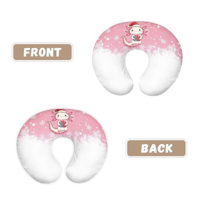 Christmas Axolotl Breastfeeding Pillow Cover Boys Girls Lightweight Skin-Friendly Fabric Newborn Nursing Pillow Case with Hidden Zipper Replacement Pillow Cover
