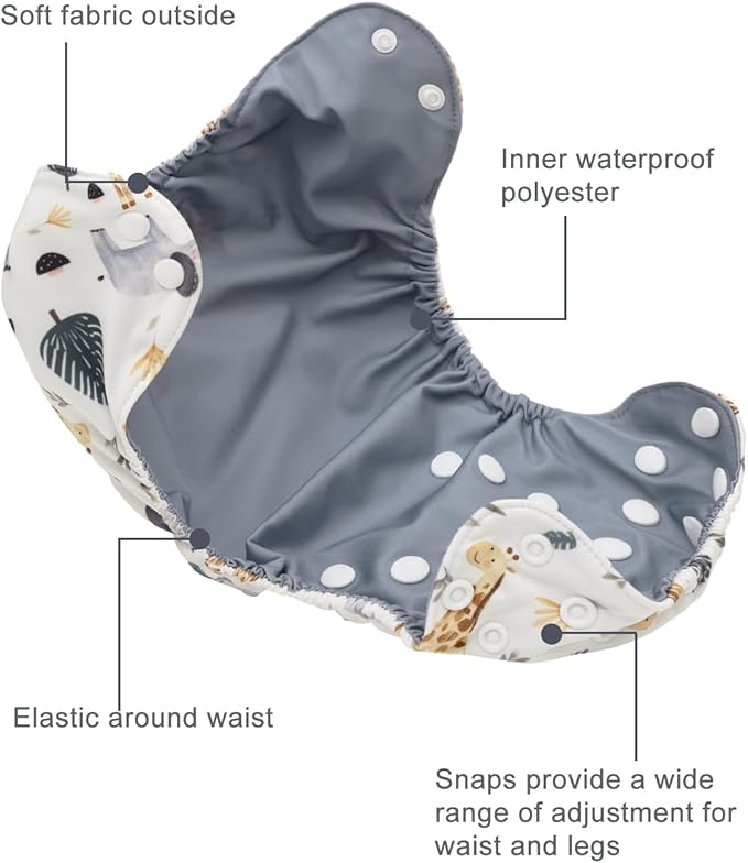 babygoal Baby Cloth Cover for Prefolds,Flats or Fitted Diapers– Adjustable, Reusable, Waterproof Swim Diaper Cover