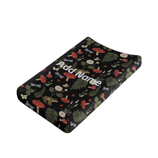 Custom Name Changing Pad Cover for Baby Girls Mushroom Frog Diaper Change Table Pad Covers Personalized Changing Pad Sheets Cover