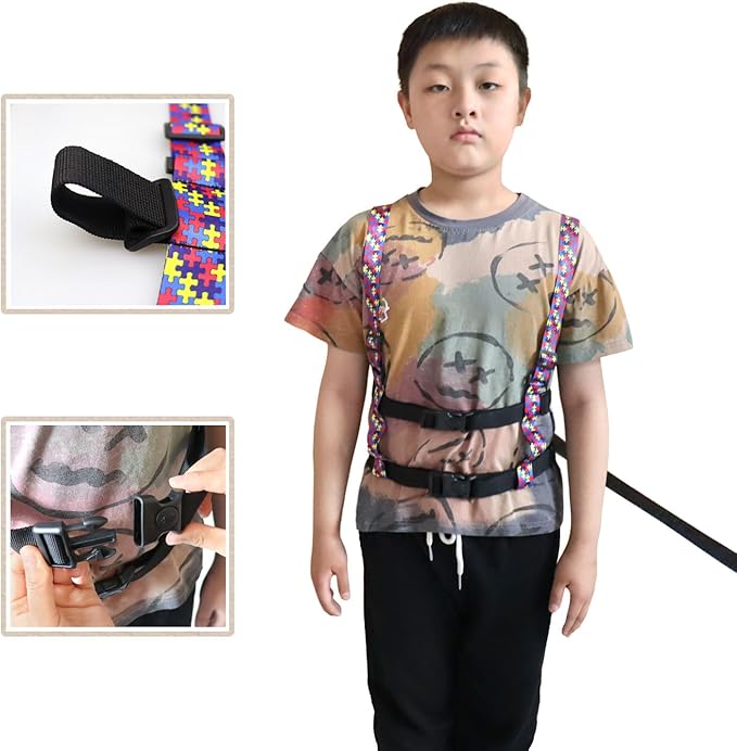 pinklilycare Walking Harness for Older Children with Quick Grab Handle and Adjustable Tether for Autism Special Needs ADHD Safety Teens Harness Autism Awareness Straps