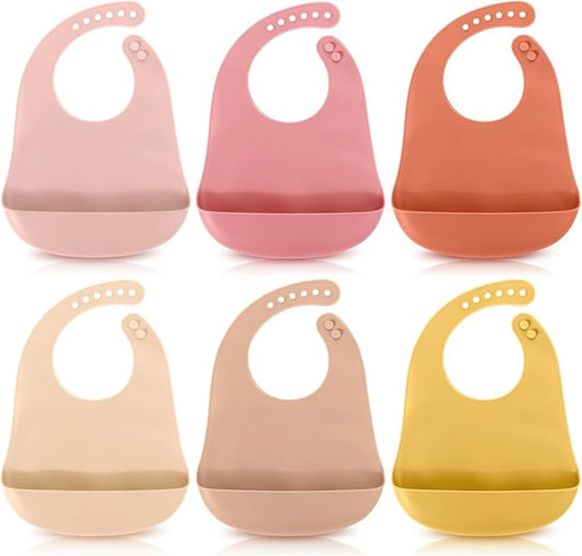 Mepase Silicone Bibs for Babies Waterproof Silicone Bibs Soft Adjustable Baby Feeding Unisex Kid Eating Supplies