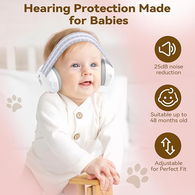 Baby Ear Muffs Noise Protection: 2-in-1 Baby Headphones for Noise, Protects Hearing for 0-48 Months Infants Toddler