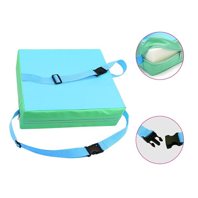 Dining Chair Heightening Cushion Portable Dismountable Adjustable Highchair Booster for Baby Toddler Kids Infant Washable Thick Chair Seat Pad Mat (Blue+Green)