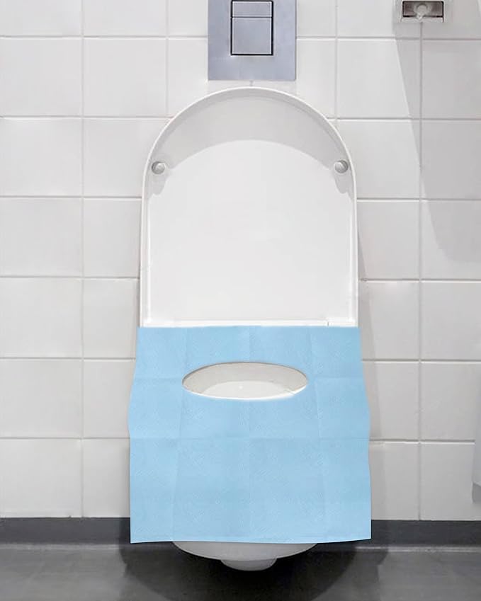 50 Pack Disposable Toilet Seat Covers 16x24 Inch Extra Large Individually Wrapped Toilet Seat Shields Travel Accessories for Adults Kids-Blue