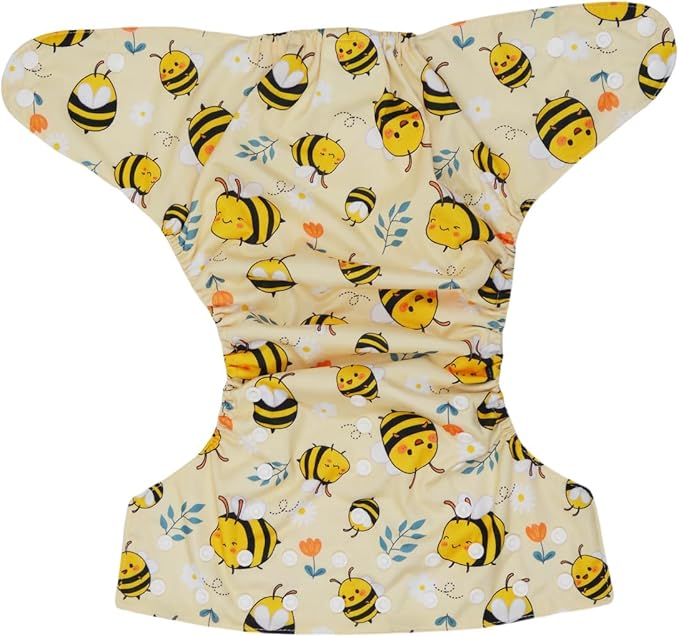 2 to 7 Years Old Cloth Diaper Nappy Pocket Reusable Washable Junior Big Baby Kids Toddler (Baby Bees)