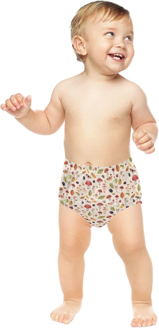 Baby Potty Training Toilet Pants Reusable Training Pants for Toddler Boys 2T Mushrooms Berries and Insects