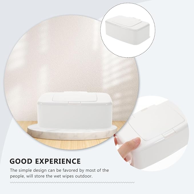Portable Wipes Dispenser Box with Button Refillable Wet Wipes Holder Compact Travel Case for Home Baby Care Organizer 6.69X4.13X2.36 Inches