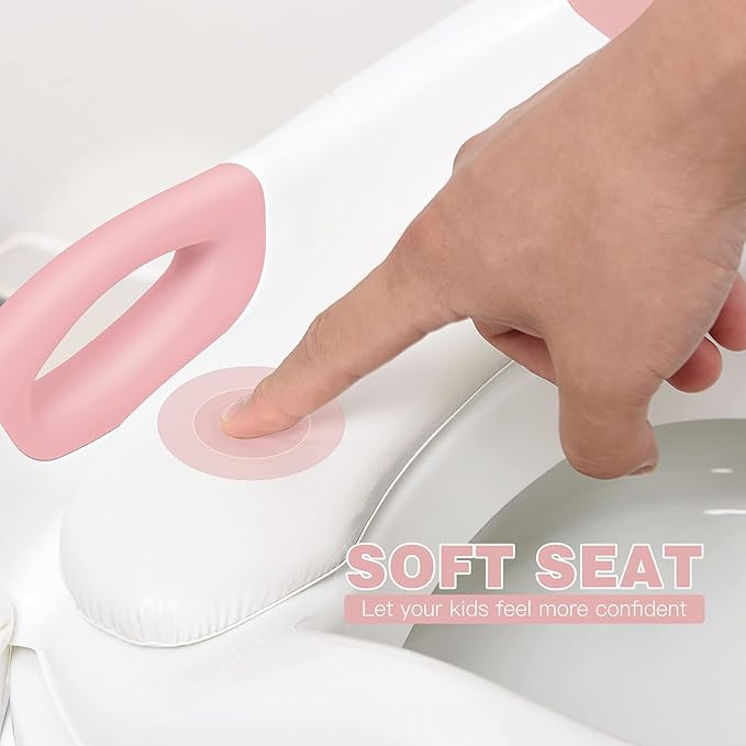 Potty Training Seat with Step Stool Ladder, Toddler Toilet Seat for Boys Girls, Adjustable 6 Heights Fits Round & Elongated Toilets, Anti-Slip Pads & Leak-Proof Guard