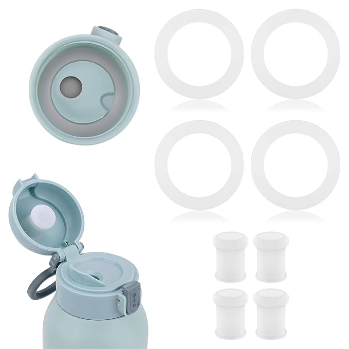 8pcs Stopper and Seal Gasket Rings Set for Momcozy 17oz Portable Milk Warmer, BPA-Free Silicone Replacement Accessories Set Compatible with Momcozy Bottle Warmer Lid Replacement Parts