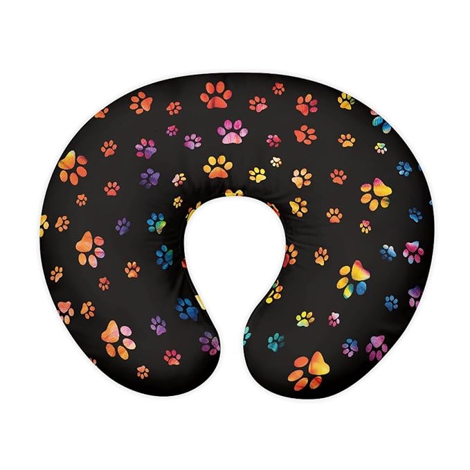 Forchrinse Colorful Dog Paw Print Nursing Pillow Cover for Baby Boys Girls,Soft Breastfeeding Pillow Cover Infant Feeding Cushion Cover Washable