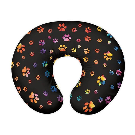 Forchrinse Colorful Dog Paw Print Nursing Pillow Cover for Baby Boys Girls,Soft Breastfeeding Pillow Cover Infant Feeding Cushion Cover Washable