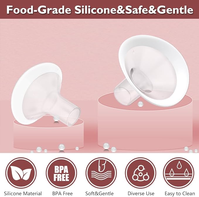 2pcs 19mm Soft Rim Flanges with 106 Degree Wider Opening Angle for Medela Breast Pump, PersonalFit, Freestyle, Maxflow, Freestyle Flex Swing Maxi Connector, Lansinoh Signature Pro