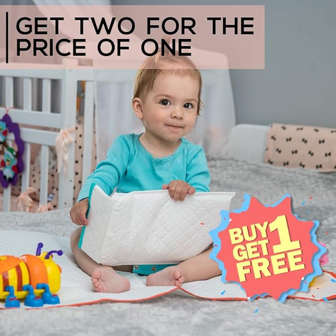 Portable Changing Pad - Waterproof Reusable Baby Changing Mats for Girls Boys - Large Size 25.5”x31.5” Pack of 2 - Reinforced Seams & Free Storage Bag - Change Diaper Mat On the Go - Warranty 2 y