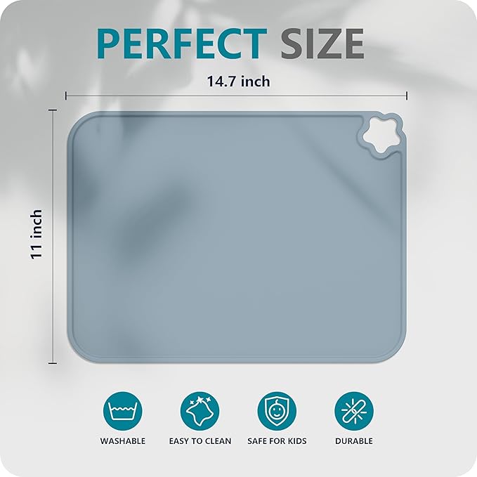 Silicone Placemat for Toddles Kids Non-Slip Reusable Portable Kids Placemats for Dinning Table Heat Resistant Placemats, Baby Placemat Stain Resistant Silicone Mat for Dining Table 3 Pack