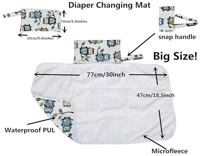 Baby Diaper Changing Mat Pad Portable Foldable Washable Compact Travel Nappy Waterproof Play Mat 30inx18.5in for Girls (Flowers)