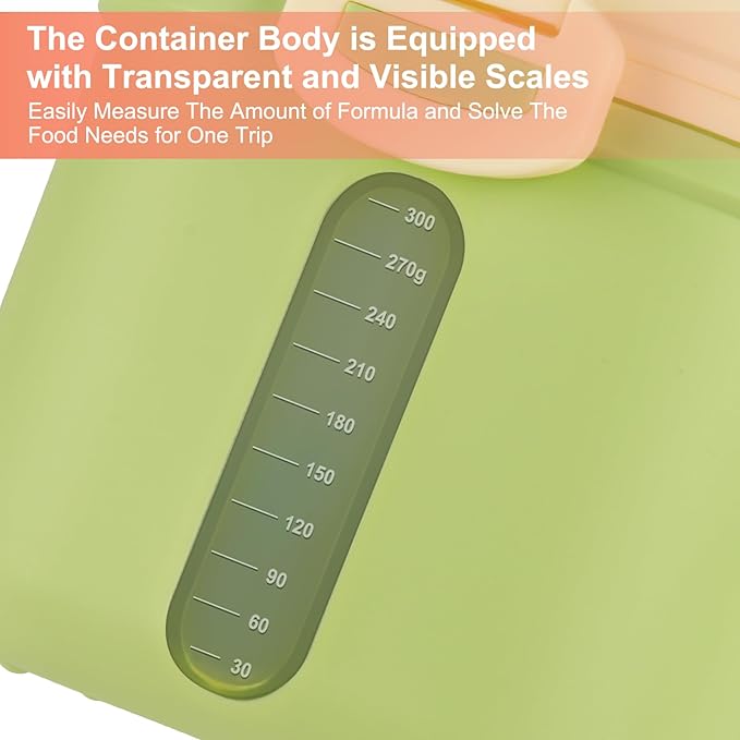 Accmor Baby Formula Dispense On The Go, Portable Milk Powder Formula Dispenser with Scoop,Formula Containers for Travel Hold 12.7oz/360g Formula, Green