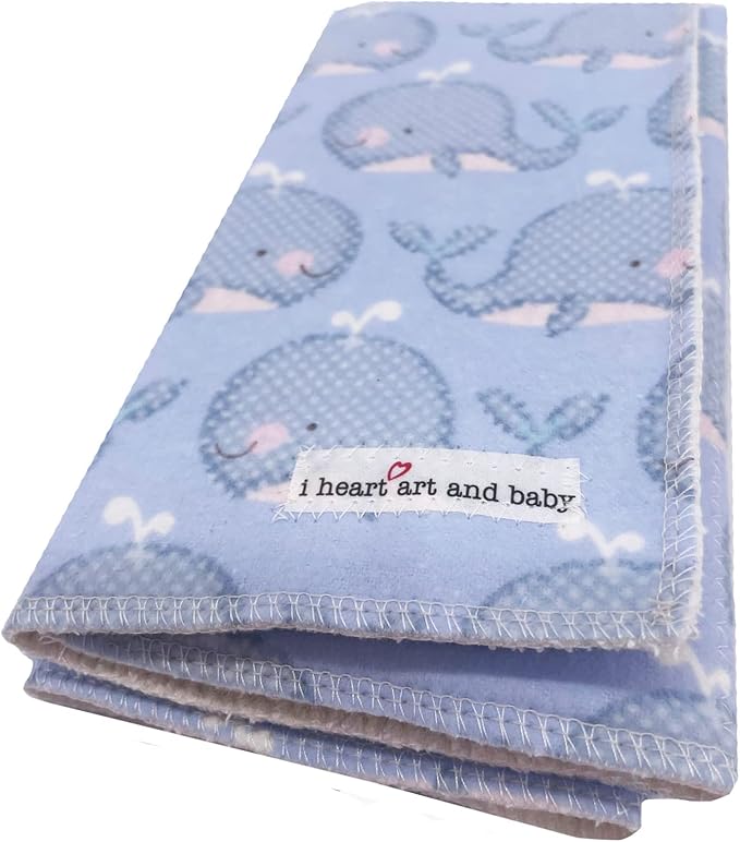 Infant Burping Cloth, Burp Cloths for Baby Boy or Girl, Soft and Absorbent - Cotton Reusable Spit Up Rags, XLarge, 1 Count (Whales)