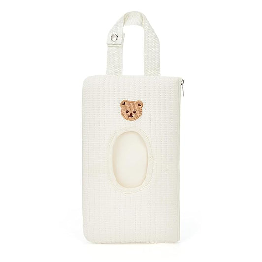 Quilted Baby Wipe Holder Quilted Wipe Pouch Portable Hanging Floral Wet Wipes Bag for Car, Stroller