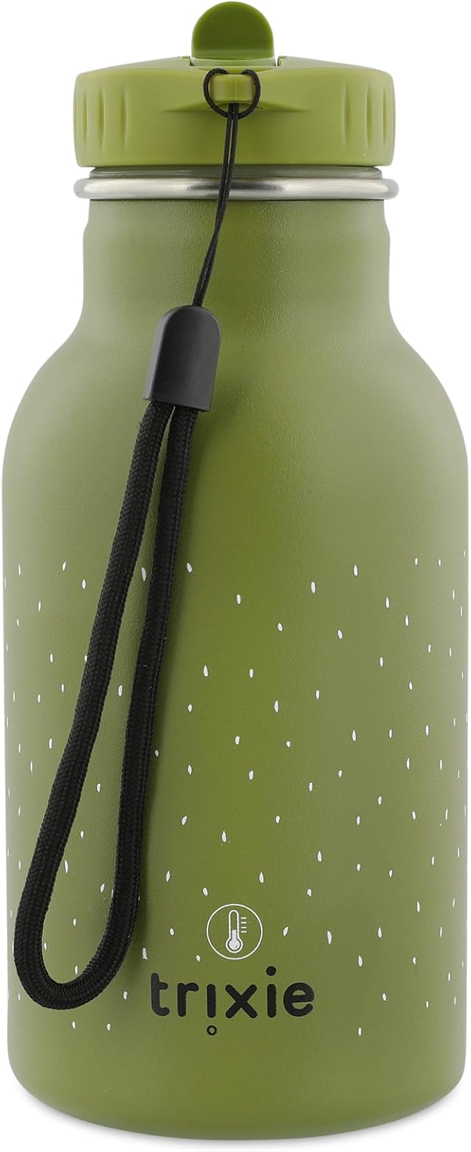 TRIXIE - Children's Stainless Steel Water Bottle 350ml - Mr. Dino (Dinosaure), Green