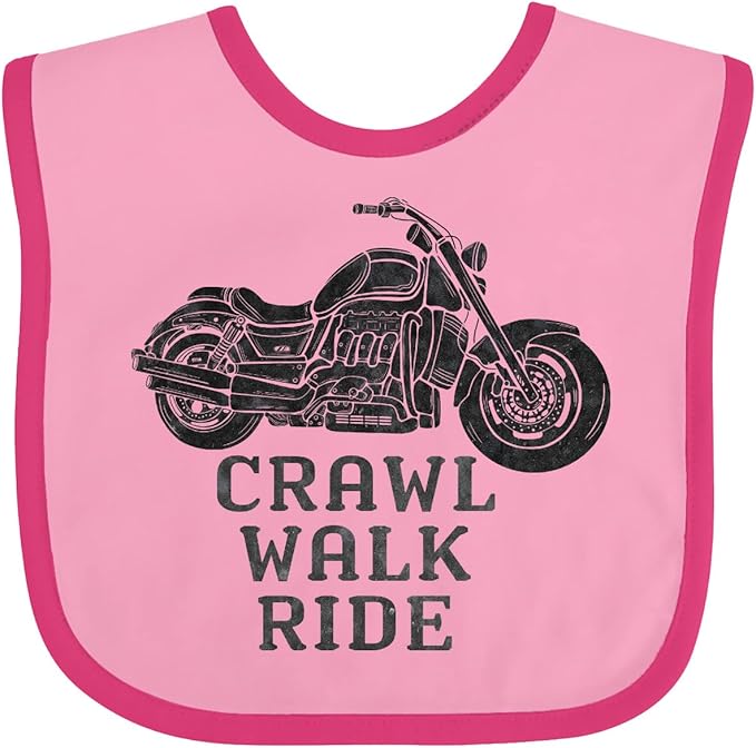 inktastic Crawl Walk Ride Motorcycle Baby Bib
