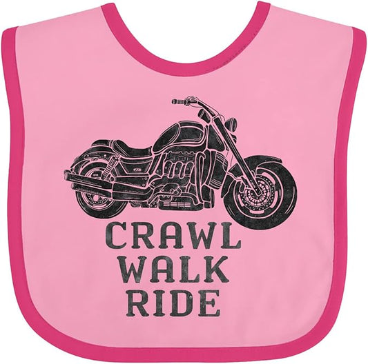 inktastic Crawl Walk Ride Motorcycle Baby Bib