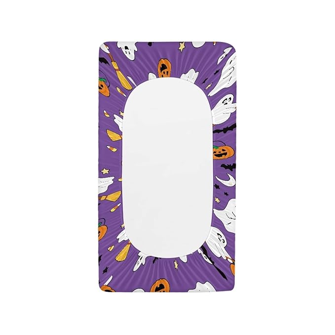 Ghost Pumpkin Baby Nursery Diaper Changing Pad Covers Halloween Change Table Cover Sheets for Newborn Boys, One Size, Breathable Soft Changing Table Covers