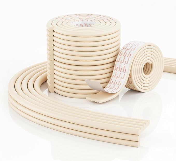 Edge Protector for Baby, 6.5 Ft Baby Proofing Edge Corner Protector, Soft NBR Rubber Foam Padding, Edge Protectors for Furniture, Table, Sharp Edge Safety Corner Edge Bumper Guard-White