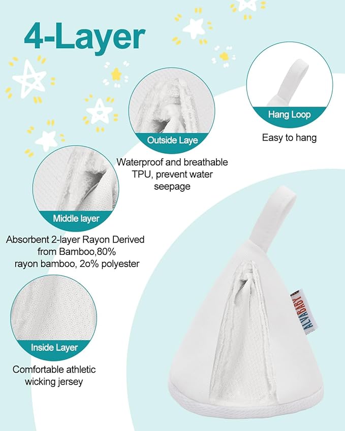 ALVABABY 10 Pcs Baby Boy Pee Covers, 2.76 * 2.76 In,Strong Water Absorption Pee Shield for Newborn Boy, 4-Layer Reusable Pee Cap, Diaper Changing Accessory for Baby Gift 10NGS03