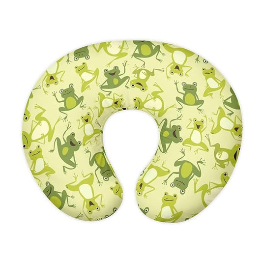 Jeiento Cute Frog Pattern Nursing Pillow Covers Green Frog Nursing Pillow Slipcovers Elastic Soft Breastfeeding Pillow Slipcover Baby Sitting Support,Pillow Cover Only