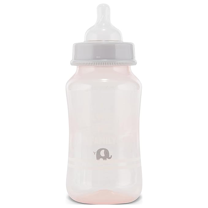 Premium 2-Pack Baby Bottles - 11 Ounce, Hourglass Shape, Fun Boys and Girls Prints, Clear Cover - BPA-Free