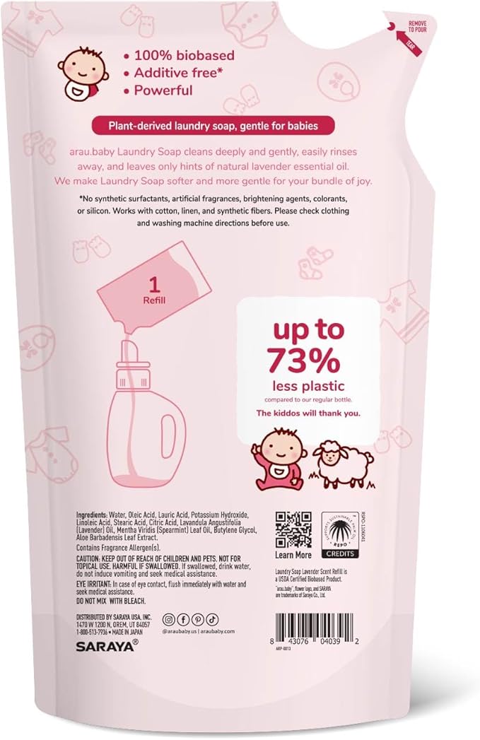 Arau Baby Liquid Laundry Soap Refill - Lavender (24.3 Fl Oz)