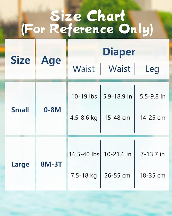 Babygoal Swim Diapers 3 Pack for 0-8M Newborn and Baby, Reusable Adjustable Washable for Swimming Lessons 3SD38-B
