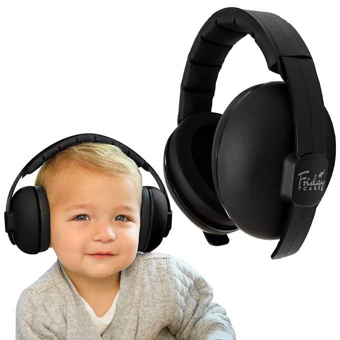 Friday 7Care Baby Headphones - Baby Ear Protection, Noise Cancelling Headphones with Adjustable Headband for Ages 0-24 Months, Black